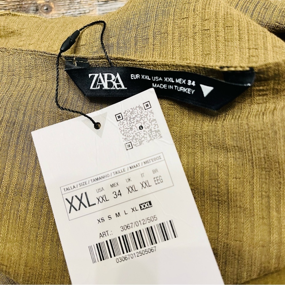 Zara Olive Green Ruffle Sleeveless Top - Picture 4 of 4